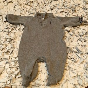 Gray one piece Polo Ralph Lauren onesie